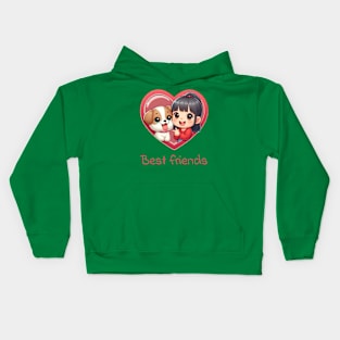 Puppy & Girl - Best friends Kids Hoodie